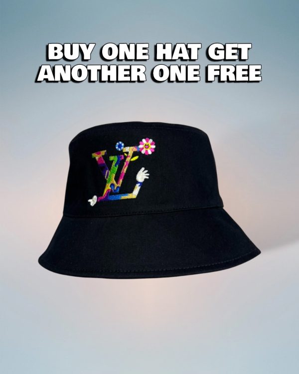 LV057 - Logo Cotton Bucket Hat Black Reversible