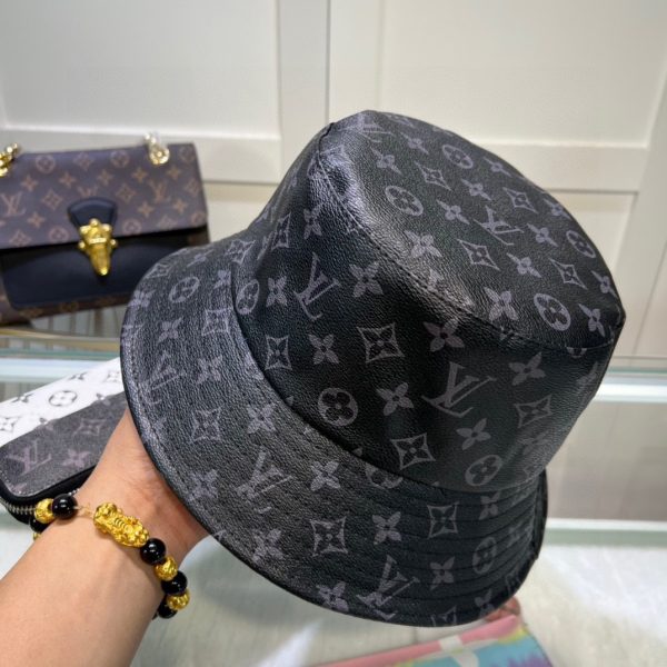 LV074 - Monogram Leather Bucket Hat Black - Image 6
