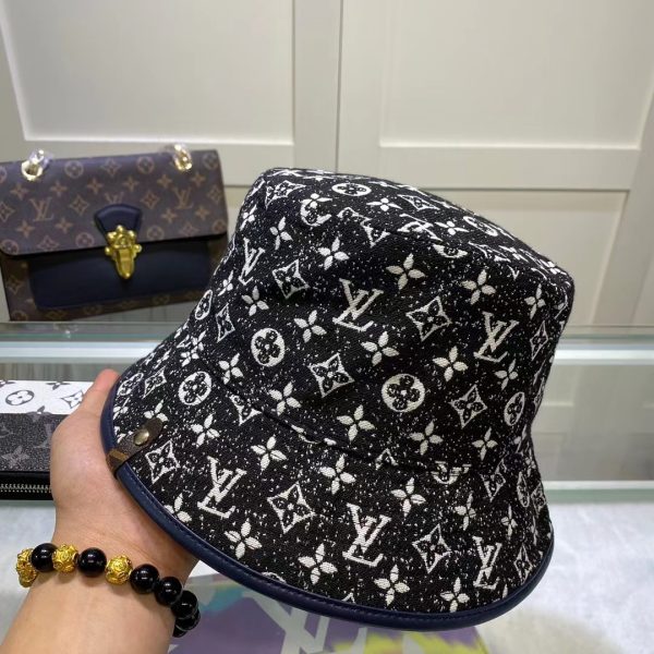 LV015 - Monogram Denim Bucket Hat Black - Image 8