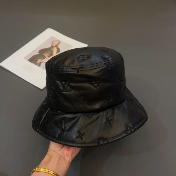LV027 - Leather Bucket Hat Black - Image 8