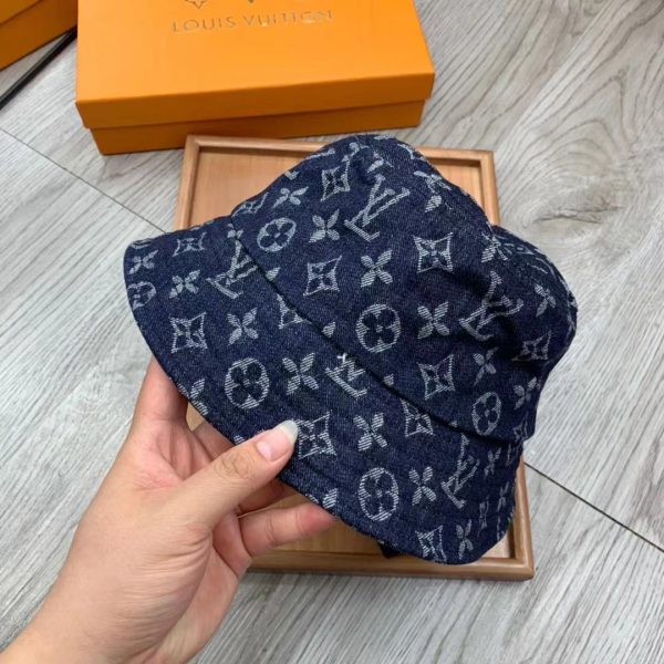 LV021 - Monogram Cotton Bucket Hat Blue - Image 8