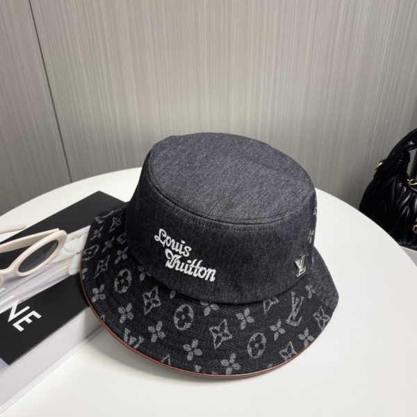 LV051 - Logo Denim Bucket Hat Black - Image 4