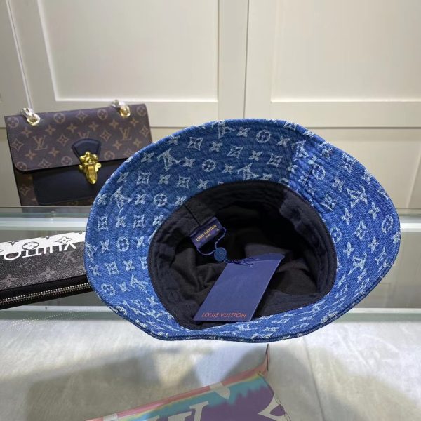 LV012 - Monogram Denim Bucket Hat Blue - Image 7