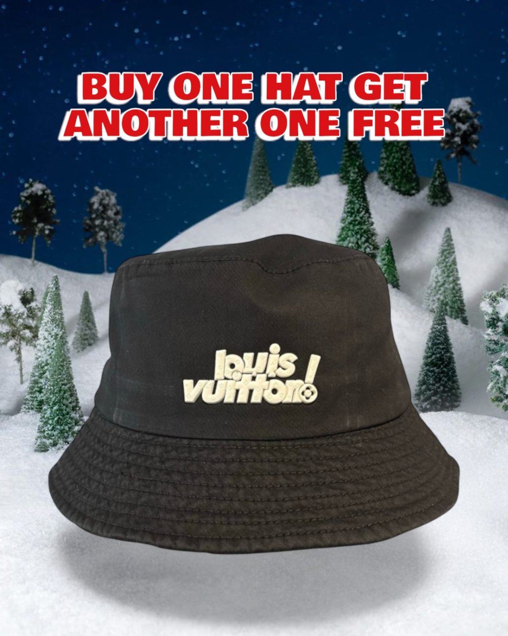 LV043 - Logo Cotton Bucket Hat Black