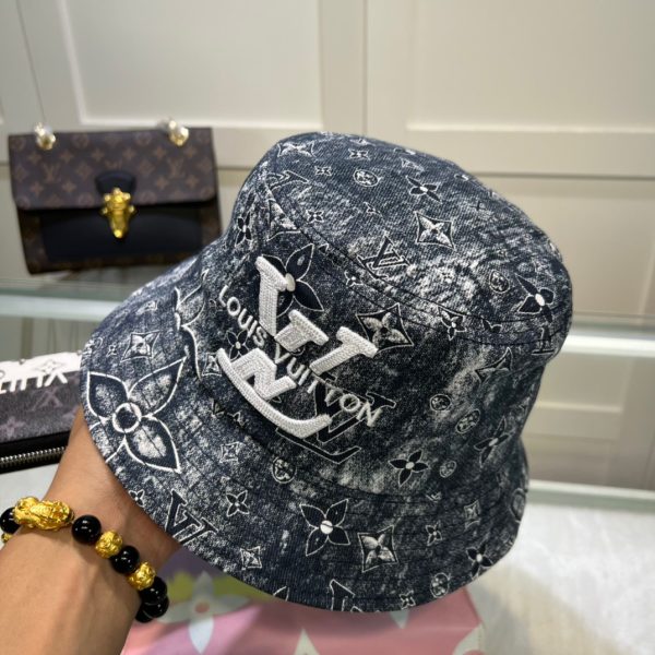LV025 - Monogram Cotton Bucket Hat Blue - Image 5