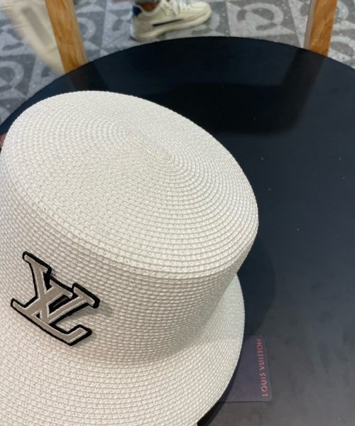 LV071 - Logo Straw bucket hat White