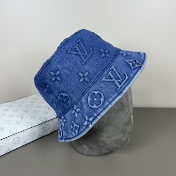 LV054 - Logo Denim Bucket Hat Blue - Image 8