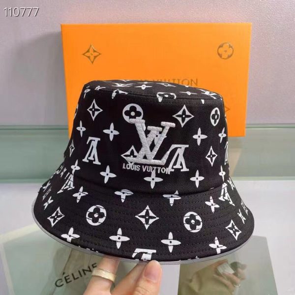 LV003 - Monogram Canvas Bucket Hat Black - Image 8
