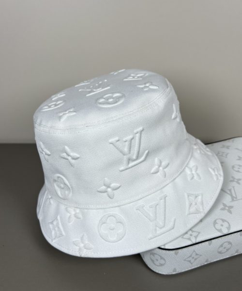 LV052 - Logo Denim Bucket Hat White