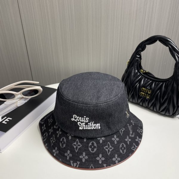 LV051 - Logo Denim Bucket Hat Black - Image 8