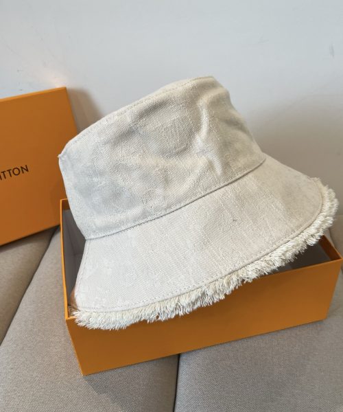 LV076 - Monogram Denim Bucket Hat White