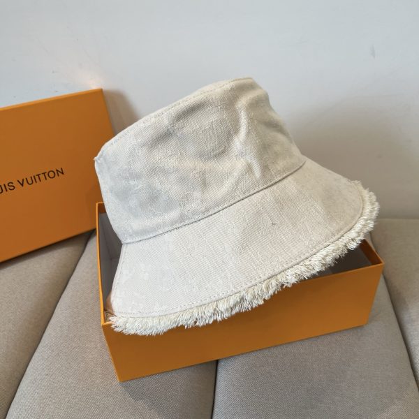 LV076 - Monogram Denim Bucket Hat White - Image 4