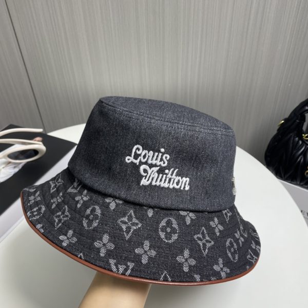 LV051 - Logo Denim Bucket Hat Black - Image 3