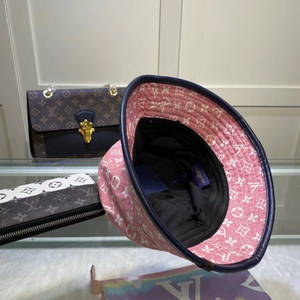LV016 - Monogram Denim Bucket Hat Pink - Image 8