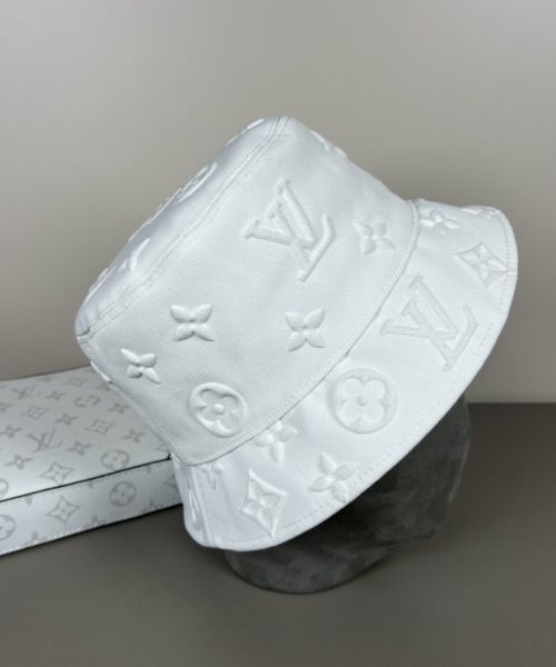 LV052 - Logo Denim Bucket Hat White