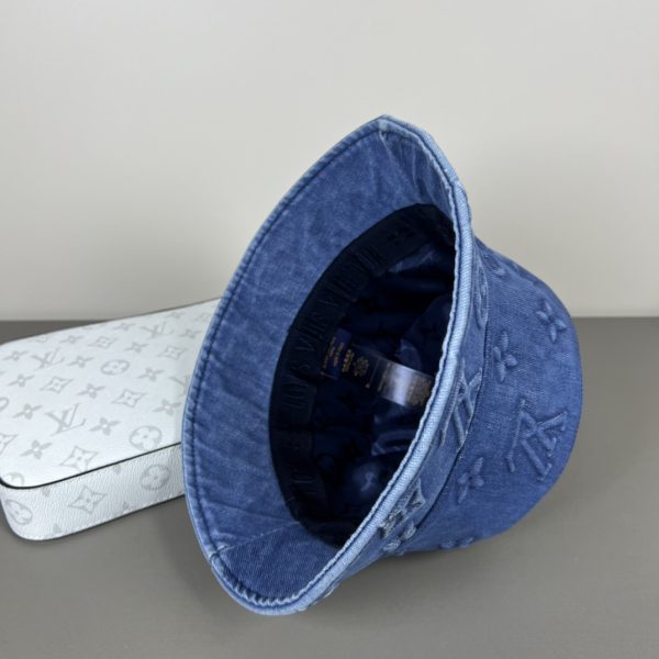 LV054 - Logo Denim Bucket Hat Blue - Image 9