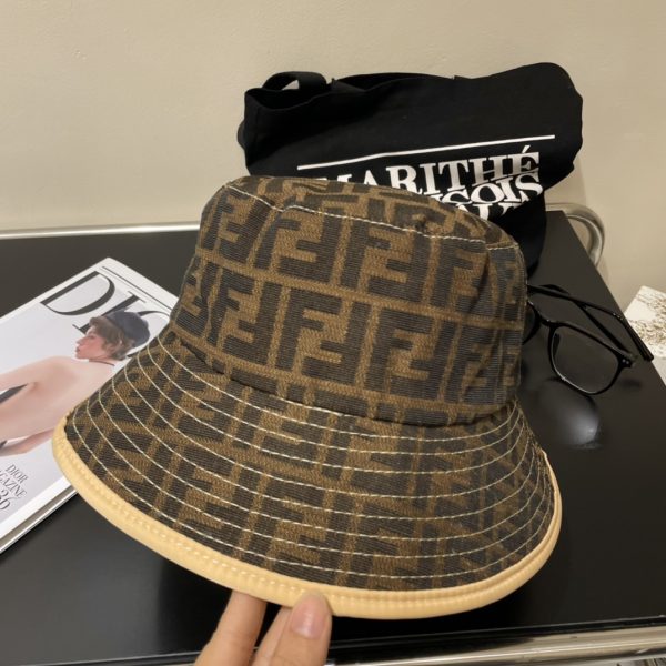 FD002 - Monogram Canvas Bucket Hat Line Brown - Image 4